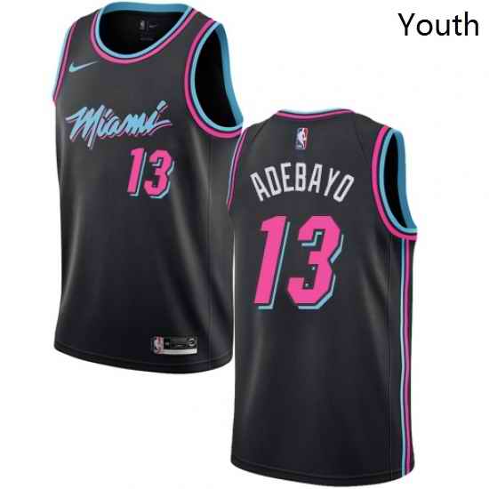 Youth Nike Miami Heat 13 Edrice Adebayo Swingman Black NBA Jersey City Edition